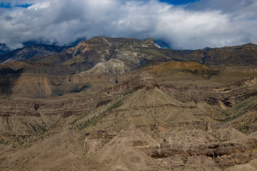 Mountain landscape on a Sunny summer day blue cloudy sky.