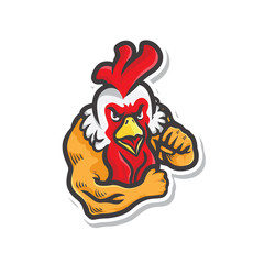 rooster fighter vector illustration sticker