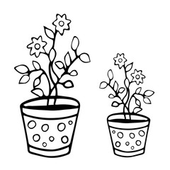 Flower pot. Coloring book vector illustration