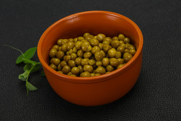Canned Green peas in the bowl