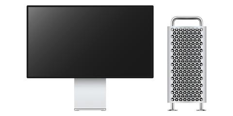 Realistic computer monitor, screen isolated on white background. Vector illustration