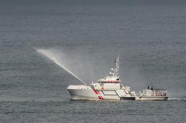 SAFETY AT SEA - Search And Rescue boat in action at sea