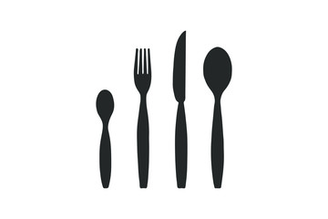 Vector illustration - small spoon, fork, knife, big spoon. Hand drawing eps10