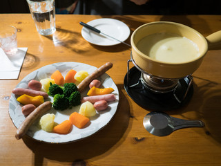 Delicious food I ate on a trip.cheese fondue.