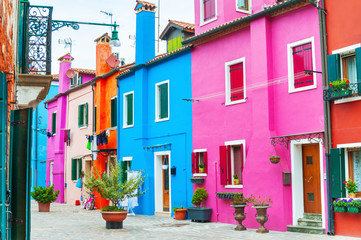 Fototapeta na wymiar Colorful architecture in Burano island, Venice, Italy. Famous travel destination