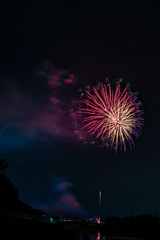 Fototapeta na wymiar A display of fireworks at Sanda city, Hyogo, Japan