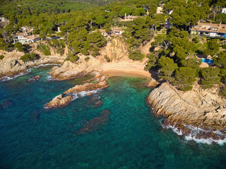Obraz premium Aerial picture over the Costa Brava coastal, near the small town Palamos of Spain