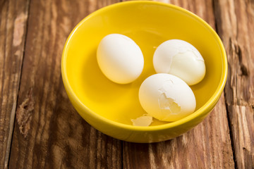Fresh delicious fruit eggs for a good meal..Wood background.