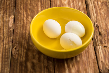 Fresh delicious fruit eggs for a good meal..Wood background.