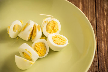Fresh delicious fruit eggs for a good meal..Wood background.
