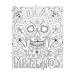 Hand sketched lettering Dia de los Muertos