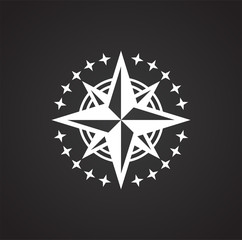 Windrose icon on background for graphic and web design. Simple illustration. Internet concept symbol for website button or mobile app.