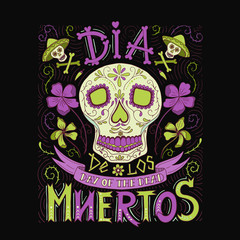 Hand sketched lettering Dia de los Muertos