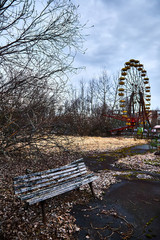 Old ferris wheel in the ghost town of Pripyat. Consequences of the accident at the Chernobil...