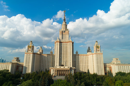 aerial view of moscow state university and the park in Moscow