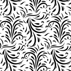 Floral swirls pattern style. Seamless vector illustration background.