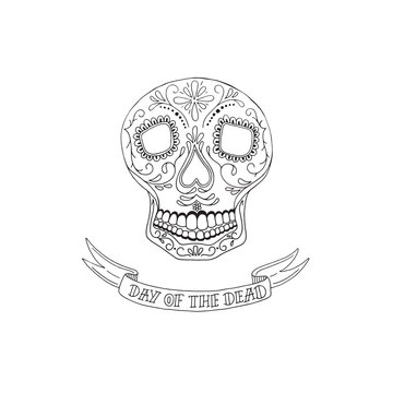 Day of the dead illustration with skull