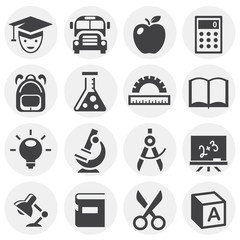 School related icons set on background for graphic and web design. Simple illustration. Internet concept symbol for website button or mobile app.