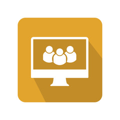 Flat desktop and user icon with color background