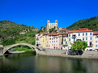 Fototapeta na wymiar The Castel and the Bridge of Dolceacqua, Italy