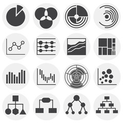 Infographics related icons set on background for graphic and web design. Simple illustration. Internet concept symbol for website button or mobile app.