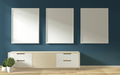 Tv cabinet in zen modern empty room janapese minimal designs, 3d rendering