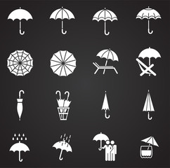 Umbrella icons set on background for graphic and web design. Simple illustration. Internet concept symbol for website button or mobile app.
