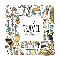 Travel to Egypt. Greeting card for your design