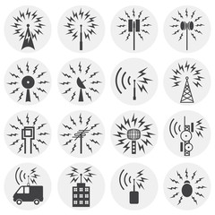 Antennas related icons set on background for graphic and web design. Simple illustration. Internet concept symbol for website button or mobile app.