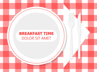 Breakfast Table Plate Vector Icon Illustration