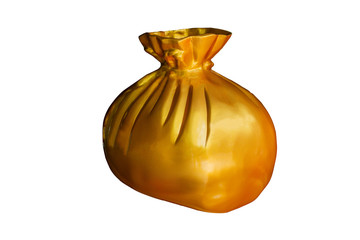 Bag of gold on white background with clipping path