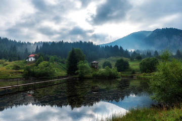 Panoramic landscape with Chairski lakes, Rhodope mountain, Bulgaria