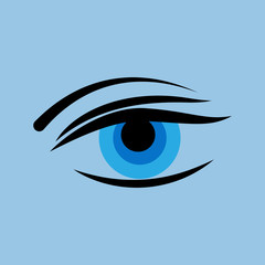 Beautiful eye icon design on blue background - vector illustration.