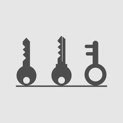 key flat icon design isolated on gray background -vector illustration.