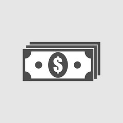 money icon flat design on grey background  - vector illustration