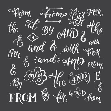 Hand sketched ampersands and catchwords vector symbols