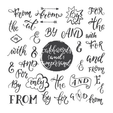 Hand sketched ampersands and catchwords vector symbols