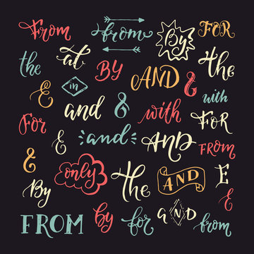 Hand sketched ampersands and catchwords vector symbols