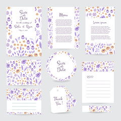 Fototapeta na wymiar Gentle wedding cards template with flower design