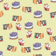 Colorful birthday pattern yellow cakes