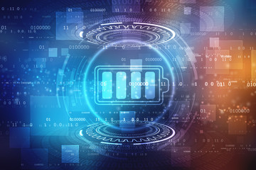 Battery Icon in digital background, battery Supply Concept Background, Energy Efficiency Concept