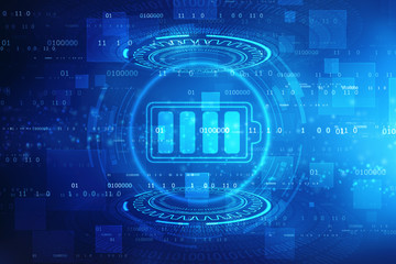 Battery Icon in digital background, battery Supply Concept Background, Energy Efficiency Concept