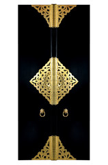 Black luxury door with fine carving metal that we can find at Japanese's temple or palace. ...
