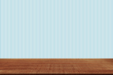 Empty wooden table blurred of restaurant cafe background and reception room, can be used for display or montage your products