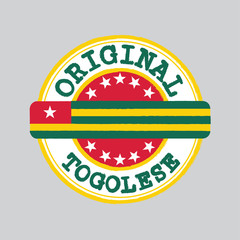 Vector Stamp of Original logo with text Togolese and Tying in the middle with nation Flag.