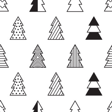 Christmas trees geometric seamless pattern
