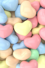 Colorful hearts background. 3D rendering.