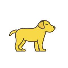 Cute dog puppy. Animal pets. Young Labrador retriever. Yellow pup with contour line. Vector illustration.