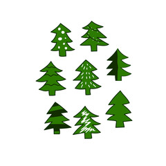 green hand drawn christmas tree