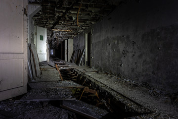 Abandoned corridor in Pripyat Chernobyl Exclusion Zone 2019